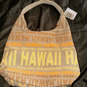 Hawaii Print Canvas Hobo Bag - Yellow & Tan-Robin Ruth